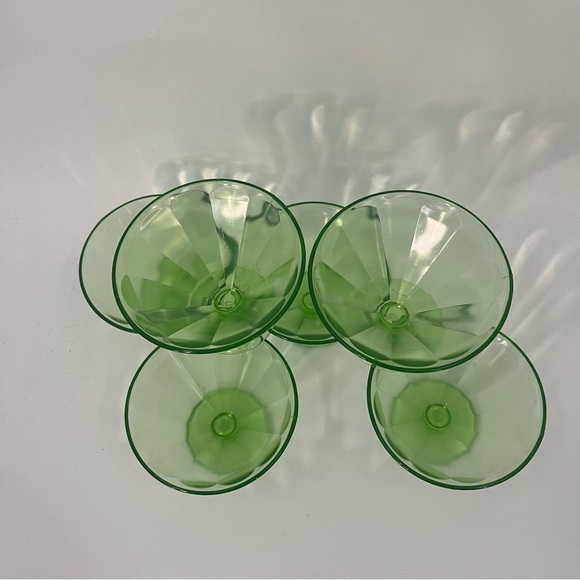 Vtg Federal 1920s Glass SET OF 6 Uranium Ice Cream dish bowl pedestal green - Picture 3 of 9